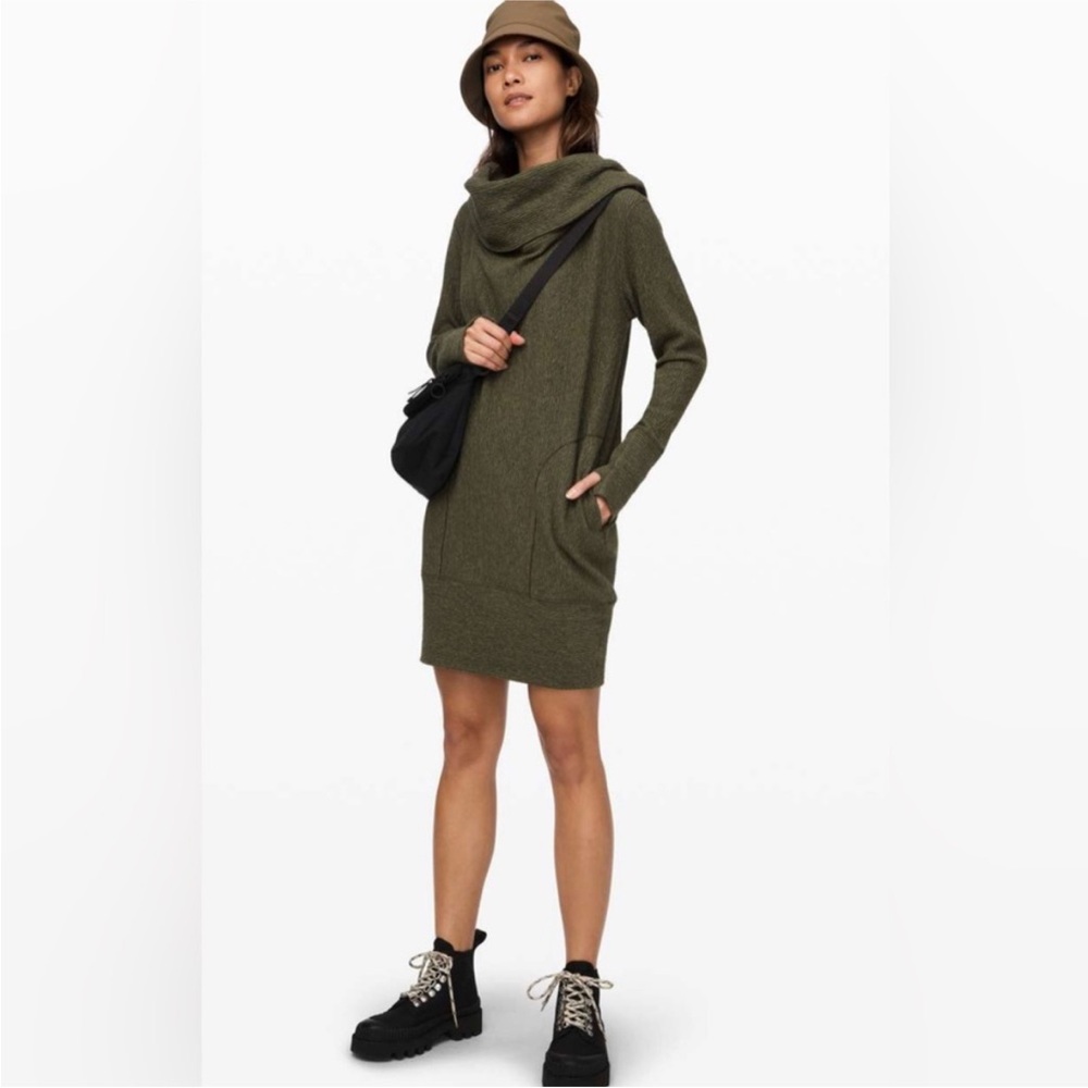 Lululemon Along The Way Sweater Dress Olive Green Size XXS